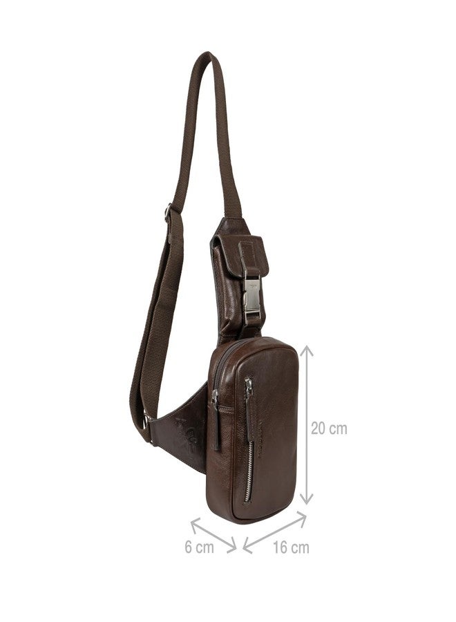 Hidesign ANDOVER 01 Genuine Leather Men's Brown Crossbody Bag - Image 5